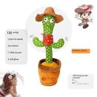 TikTok Hot!!! Dancing Cactus Stuffed Toy with Light USB Charging Electric Songs Dancing Talking Sound Record Electronic Shake Dancing Twisting Plush Toys for boys girls Early Education Children Birthday Christmas Gifts