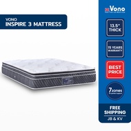 Vono INSPIRE 3 Mattress (13.5 inch), 1600 Pocketed Intalok Spring, Tilam Size (King, Queen, Super Si