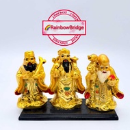 RAINBOW BRIDGE LUCKY FENG SHUITHREE WISE MEN (New-3Pcs-Gold-Small) SIZE: H9cm 9987