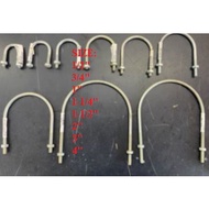 GI Galvanized Iron U Bolt & Nut 1/2"~4" x 6mm(Nut Size) Besi U bolt dan nut