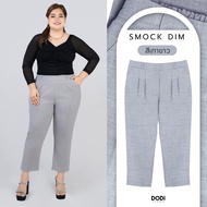 Pants For Chubby Women Elastic Waist At Back 8-Inch Long 32-44 Inches/Gray And White