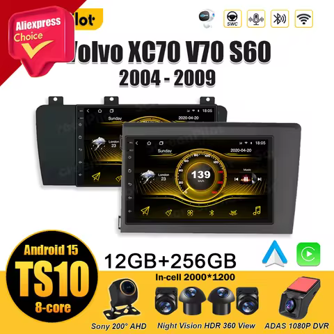 For Volvo XC70 V70 S60 2004 2005 - 2009 Mirror Link GPS Navigation Multimedia Android 15 Video Playe