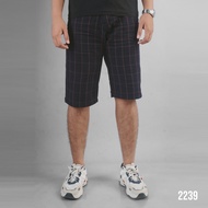 MERAH DGM Men's Tartan Flannel Shorts Navy Red Striped Shorts 2239