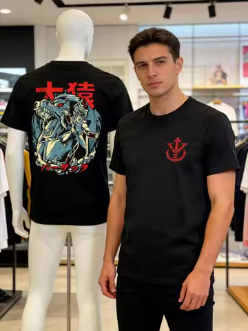 Loose Fit High Quality Cotton Dragon Ball T Shirt Goku Riding Shenron Orange Gi Blue Belt Flying in 