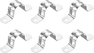 QUARKZMAN Pack of 6 Pipe Clamps, 25 mm (0.98 Inches) 201 Stainless Steel 2-Hole U-shaped Bracket Pip