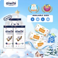 (3 Pack)Aiwibi Natural Premium Night Taped Diapers，Baby diapers , Ultra-thin, soft diapers- S/M/L/XL