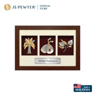 (JS Pewter) 3 in 1 Solid Wood Frame With Gold Plated Pewter | Corporate Gifts Souvenir