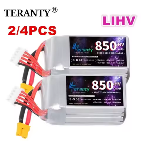 2/4PCS TERANTY 4S Lipo Battery 15.2V 850mAh 100C HV With XT30 Plug For RC FPV Drone Quadcopter Helic