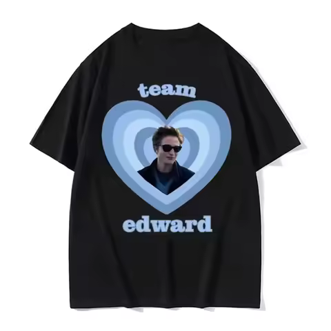 Twilight Team Edward Cullen T-shirt Vintage Washed Y2K Aesthetic Streetwear Unisex Oversized Crew Ne