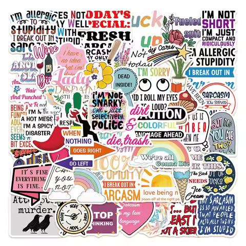 50PCS Sarcastic Quote Stickers - DIY Decor for Notebooks, Laptops & Luggage RecordingYourLife Store