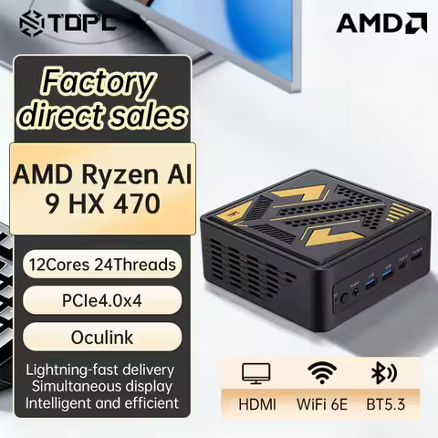 AMD Ryzen AI 9 HX470 TOPC Mini PC 12C/24T OCuLink eGPU PCIe4.0 2*2.5G LAN USB4 WiFi‑6E BT5.3 HDMI DP