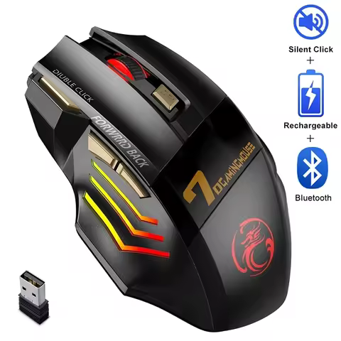 IMICE GW-X7 Wireless Gaming Mouse, 3200DPI, Bluetooth/2.4G, 7 Buttons, Rechargeable, RGB LED