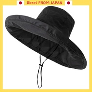[Habibi] Hat for ladies UV cut Wide brim Foldable Spring Summer Autumn Winter Sales Adjustable size Fashionable Black