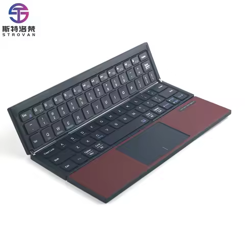 Organ Style Three Fold Mini Folding bluetooth Keyboard Foldable Keyboard Touchpad bluetooth Keyboard