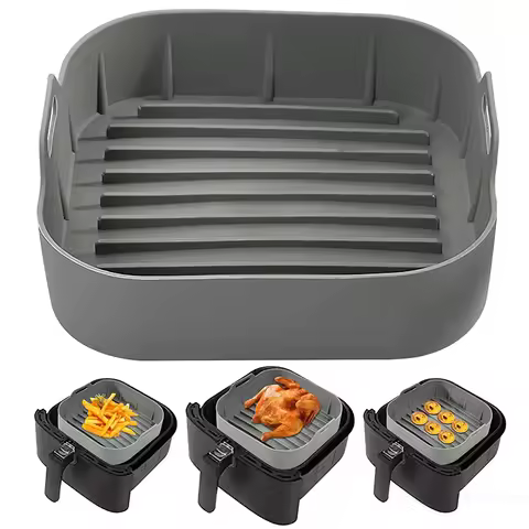 19M Square Air Fryer for COSORI 5.5L/6.4L Tefal 5.6L/6.5L Philips 6.2L/7.2L Silicone Basket Oven Mic