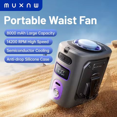 MUXNW Portable Waist Fan 【silicone sleeve drop protection】Clip ventilador cintura wear on belt under