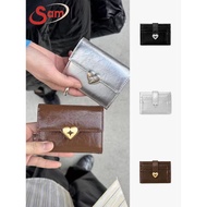 Korea Korea Fennec Niche Love Classic Cowhide Lacquer Surface Tri-fold Card ID Coin Purse Bag