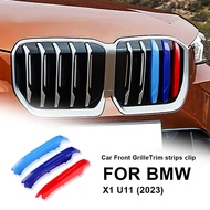 For BMW X1 U11 2023 ABS Car Front Grille Stripes Covers Grid Strips Clips Trim cover Car Accessorie