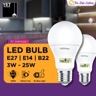 YETPlus LED Bulb SIRIM E27 E14 B22 3W 5W 10W 12W 15W 20W 25W 3000K 4000K 6500K Energy Saving Bright 