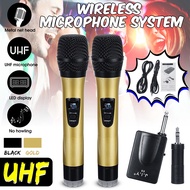 【Ready Stock】New UHF Wireless Handheld Microphone DVD PC Mic System + Receiver KTV TV Karaoke