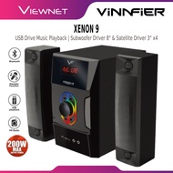 VINNFIER XENON 9 BTRM WIRELESS BLUETOOTH SPEAKER 2.1 200W  KARAOKE | FM RADIO | SD CARD | RGB LIGHTS