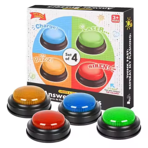 Game Buzzers with Lights and Sound for Classroom,4-piece Set of Game Buzzer Buttons, Answer Buzzers 