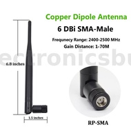 2.4GHz 6dBi 50ohm Wireless Wifi Omni Copper Dipole Antenna SMA To IPEX For Monitoring Router 195mm