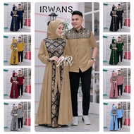 gamis batik kombinasi polos terbaru 2022 modern couple baju muslim - biru xxl