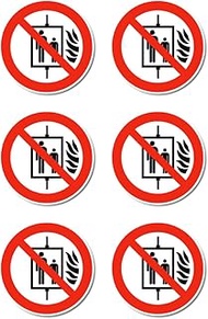 Do not use lift in case of fire, prohibition sign: P020 - DIN EN ISO 7010 / ASR A1.3 - sticker: diam