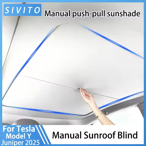 For Tesla Model Y Juniper2025 Roll-up Manual Sunroof Sunshade Sun Protection Retractable Sun Visor F