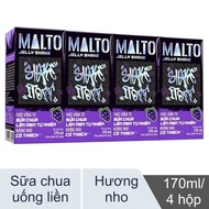 Lốc 4 hộp sữa chua uống nho có thạch LOF Malto 170ml