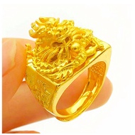 Vietnam Sand Gold Ring Men 999 Genuine 24K Gold-Plated Faucet Domineering Live Mouth Ring Long-Lasti