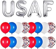 Patriotic USAF Balloons,US Air Force Theme Party Decorations,4 USAF Mylar Balloons & 16 Patriotic La