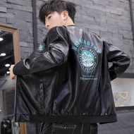 [Pakaian motosikal] Jaket kulit lelaki musim semi baru Korea versi trend pakaian musim semi dan musim luruh lelaki jaket