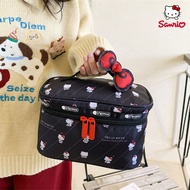 กระเป๋าเครื่องสำอางขนาดใหญ่ Sanrio Hello Kitty - กระเป๋าใส่เครื่องสำอางน่ารัก สีดำ สำหรับผู้หญิง, กร
