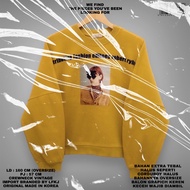 LGKJ original//yellow/graphic crewneck/oversize balloon crop sweater/yellow sweater graphic print ba