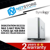 SYNOLOGY DISKSTATION DS223j NAS 2-BAY REALTEK 1.7GHZ-QC 1GB 1GLAN DISKLESS