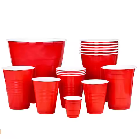 50PCS 18OZ 2OZ 16 OZ Plastic Party Cups in Red for Drinks, Soda, Punch, Barbecue, Cola or Water Disp