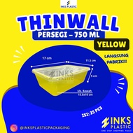 THINWALL SQUARE 750 RECTANGLE YELLOWML 750ML Food Storage Bekas Makanan
