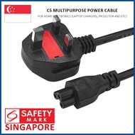 C5 Cloverleaf Power Cable for Laptop Adapter 3 Pin Singapore Plug Reliable Charging Cord
