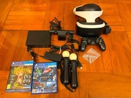 PlayStation VR (PSVR) Full Set - Model CUH-ZVR2 with Camera, Move Controllers & 2 Games (As-Is)
