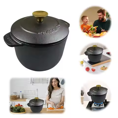 Cast Iron Rice Cooker Thickened Rice Stewpot Induction Compatible Dutch Oven Multi-Function Rice Cas