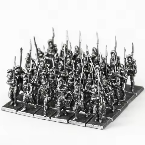 Miniature Napoleonic Wars Soldiers Figures Set Metal Flat Army Men Collection for Home Office Desk D