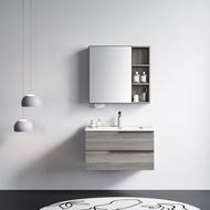 Global House Verno ชุดเคาน์เตอร์อ่างล้างหน้าplywood พร้อมตู้กระจก 80x48.5x51 cm. รุ่น วอลนัท TG3-80 