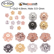 Beebeecraft 10-50pcs Multi-Petal Brass Micro Pave Cubic Zirconia Bead Caps Flower Clear Mixed Color Metal Beads Caps Brass Spacer Beads for Bracelet Necklace Jewelry Making