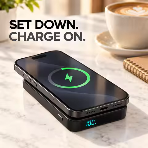 5000mAh Magnetic Power Bank Thin Card-Sized Slim Portable Powerbank for iPhone 17 Samsung Galaxy Bat