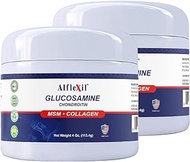 ALFLEXIL Glucosamine &amp; Chondroitin Cream with MSM &amp; Collagen | Men &amp; Women | Soothe Joint, Bone &amp; Muscle Pains, Improve Mobility, Relieve Discomfort &amp; Speed Up Healing - 4 Oz Jar - 2 PACK