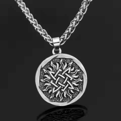 Antiquing Viking Rune Svarog Square Pendant. Star Rus Amulet Pendant Ancient Slavic Talisman Jewelry