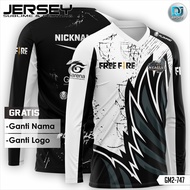 DJ Esports baju gamers ff/baju gamers ff nickname guild/Jersey Esport Gaming ROG/FF/PUBG/ML/COD Full