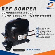 REFRIGERATOR DONPER COMPRESSOR R600A - 1/6HP (168W)-R CMP-S100CY1